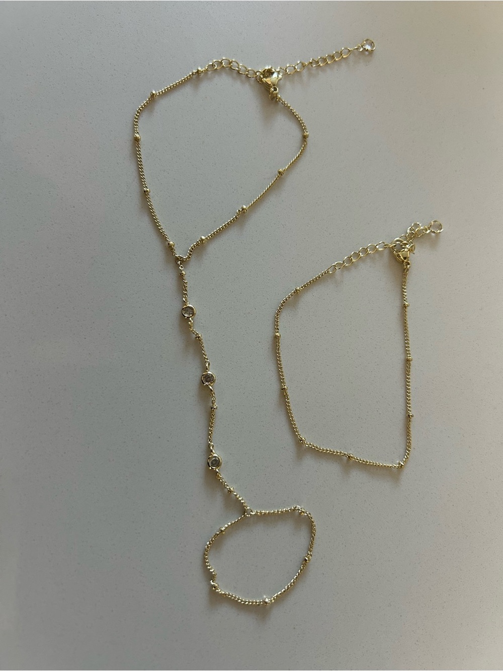 Gold-Tone Layered Hand Chain and Bracelet Set